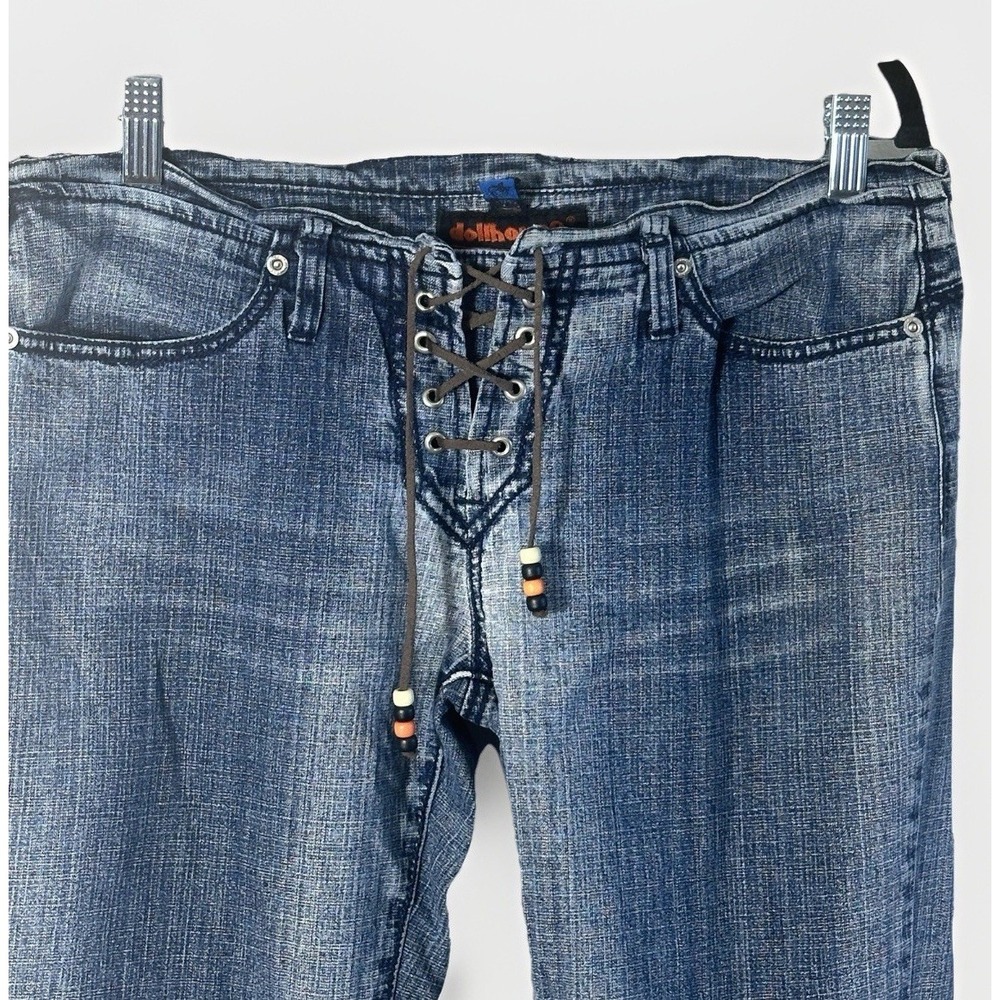 Vintage Y2K Dollhouse Flare‎ Denim Jeans Distressed Low Rise Boho Indie Sz 11/12 - Picture 2 of 6